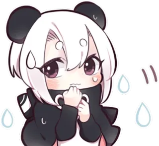 😥 Anime, Lindo, Panda, Dibujo animado, Chibi, Pegatina, Kawaii telegram sticker