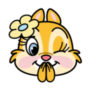🤭 卡通, 花栗鼠, 可爱, 动物, 花, 眨眼 telegram sticker
