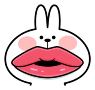 😘 konijn, lippen, cartoon, dier, schattig, sticker telegram sticker