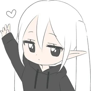❣ Anime, Manga, Carino, Kawaii, Elfo, Chibi, Cuore, Cartone animato telegram sticker