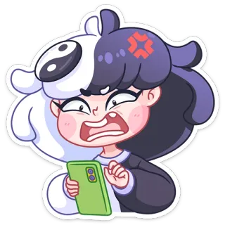 😡 arrabbiata, frustrata, cartone animato, donna, adesivo, cellulare telegram sticker