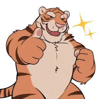 👍 tigre, animal, polegar para cima, desenho animado, adesivo, positivo, amigável telegram sticker