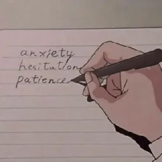 ✉️ anxiety
hesitation
patience scrittura, mano, ansia, esitazione, pazienza, quaderno telegram sticker