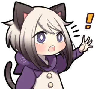 🙋 Anime, Chat, Fille, Mignon, Kawaii, Autocollant, Neko whatsapp sticker