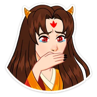 😭 cartoon, anime, crying, sad, girl, red eyes telegram sticker