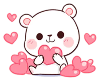 ❤️ urso, fofo, corações, amor, kawaii, animal, desenho animado telegram sticker