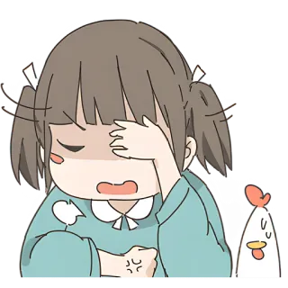 🤦‍♀ anime, cartoon, girl, upset, cute, chicken telegram sticker