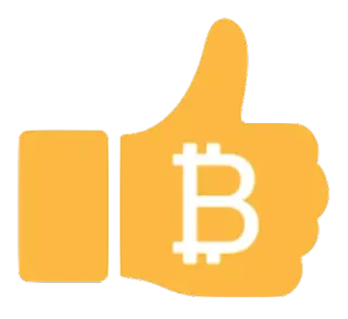 ✊ Bitcoin, Criptomoneda, Me gusta, Pulgar arriba, Positivo, Finanzas, Moneda digital whatsapp sticker