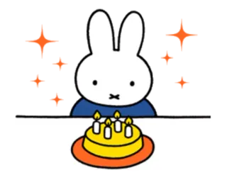 🍰 Miffy มิฟฟี่, กระต่าย, น่ารัก, วันเกิด, เค้ก, เทียน, การ์ตูน telegram sticker