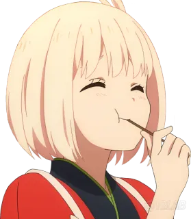 😋 anime, menina, fofa, lanche telegram sticker