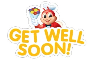 😷 GET WELL SOON! get well, flowers, greeting, jollibee, wishing well telegram sticker