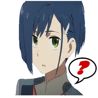 ❓ Ichigo Darling in the Franxx Аниме, Ичиго, Вопросительный знак, Darling in the Franxx telegram sticker