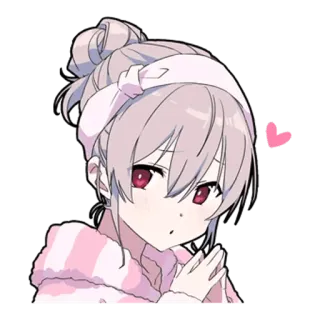 👉 Garota anime, Desenho animado, Fofo, Coração, Adesivo, Rosa telegram sticker