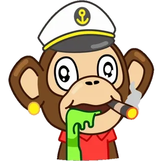 🤢 ลิง, การ์ตูน, สติกเกอร์, กัปตัน, สูบบุหรี่, ซิการ์ whatsapp sticker