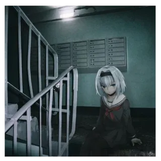 💡 Anime, Écolière, Escalier, Bâtiment, Intérieur, Manga telegram sticker