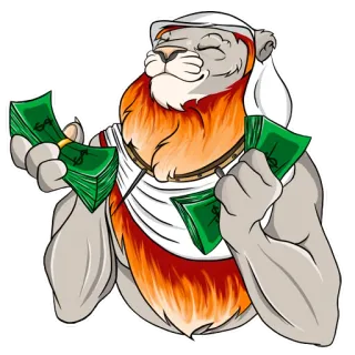 💸 singa, uang, kekayaan, kartun, hewan, keuangan, kemewahan telegram sticker