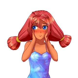 🙄 chica anime, linda, tímida, personaje, ilustración telegram sticker