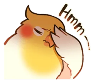 😦 Hmm pássaro, calopsita, pensando, hmm, confuso, questionando telegram sticker