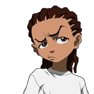😒 Huey Freeman The Boondocks marah, kartun, serius, karakter, acara TV telegram sticker