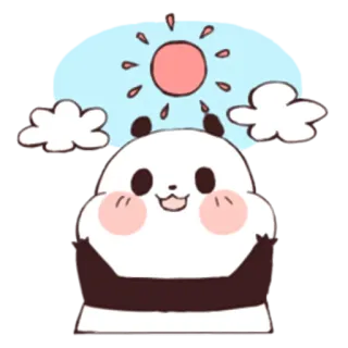 ☀ Panda, Kawaii, Leuk, Zon, Wolken telegram sticker