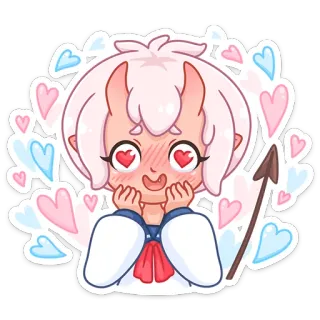 😍 Anime, Diavolo, Carino, Demone, Amore, Cuori, Chibi whatsapp sticker
