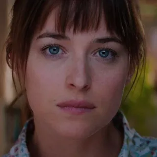 😐 wanita, potret, wajah, mata, Dakota Johnson telegram sticker