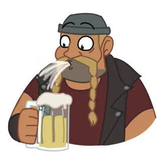 😟 birra, bere, cartone animato, bevanda, uomo, alcol telegram sticker