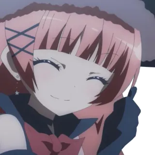 👍 Anime, Rambut pink, Tersenyum, Senang, Lucu, Perempuan, Karakter, Kartun telegram sticker