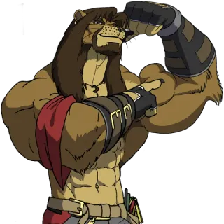 💪 lion, anthro, muscular, furry, cartoon, character whatsapp sticker