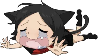 😭 llorando, anime, orejas de gato, triste, emocional, lágrimas whatsapp sticker