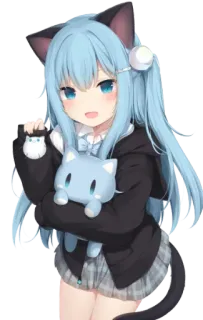 😺 Anime, Neko, Dễ thương, Kawaii, Manga, Tóc xanh telegram sticker