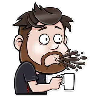 ☕ кофе, напиток, мультфильм, мужчина, мем, смешно, уставший telegram sticker
