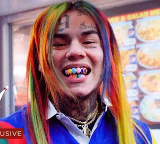🔥 6ix9ine rapper, 6ix9ine, cabelo colorido, arco-íris, música telegram sticker
