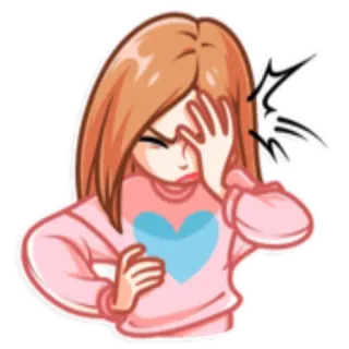 😶 Cartoon, Mädchen, verärgert, Facepalm telegram sticker