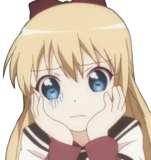 😞 アニメ, 女の子, 可愛い, キャラクター, かわいい, 金髪, 悲しい telegram sticker