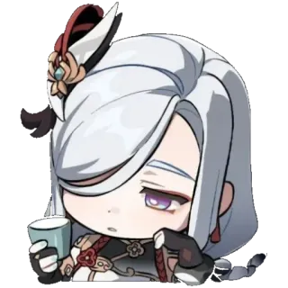 🧐 Shenhe Genshin Impact Anime, Gra wideo, Postać, Genshin Impact, Shenhe, Słodkie, Chibi telegram sticker