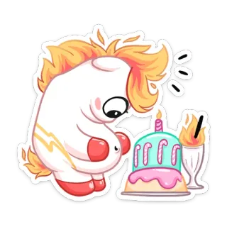 🎂 uroczy, zwierzę, kreskówka, naklejka, koń, urodziny, tort, święto telegram sticker