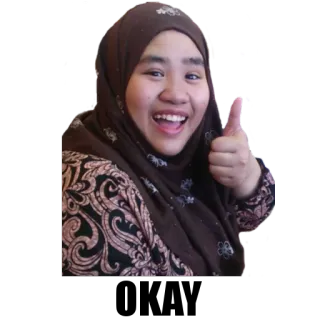 👍 女性, 点赞, 微笑, 积极, 赞同, 头巾 telegram sticker
