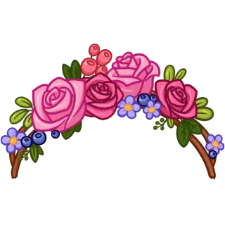 🐱 flower crown, roses, floral, flowers, berries, headband, pink, purple telegram sticker