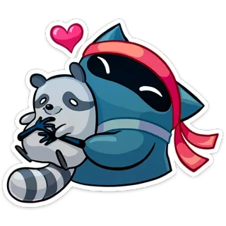🤗 raccoon, hug, cute, cartoon, love, heart, animals, friendship whatsapp sticker
