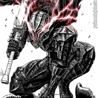 🌟 Guts Berserk manga, armor, sword, warrior, fantasy, anime telegram sticker