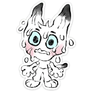 🐱 sticker, cartoon, katze, schweiß, besorgt, verängstigt whatsapp sticker