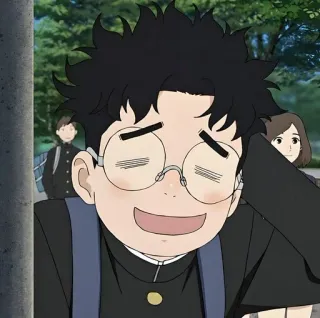😁 Anime, Junge, Brille, Schuluniform, lächelnd telegram sticker