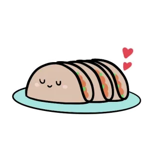✌️ Taco, Nourriture, Mignon, Kawaii, Dessin animé, Cuisine mexicaine telegram sticker