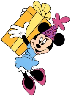 🎁 Minnie Mouse มินนี่เมาส์, การ์ตูน, ดิสนีย์, วันเกิด, ของขวัญ, หมวกปาร์ตี้ telegram sticker