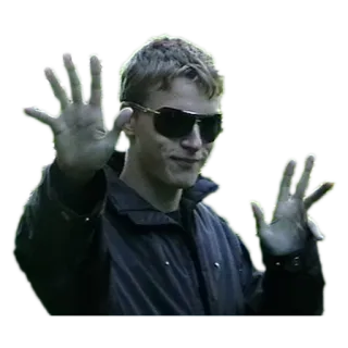 🙌 Persona, Gafas de sol, Chaqueta, Gesto con la mano, Exterior, Ropa casual telegram sticker