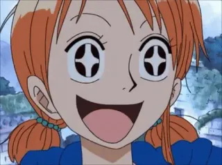 🌊 Nami One Piece Anime, lächelnd, Charakter, fröhlich telegram sticker