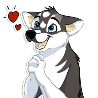 😍 Desenho animado, Animal, Cachorro, Husky, Amor, Corações, Fofo telegram sticker