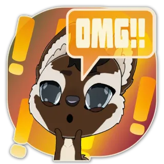 😨 OMG!! kartun, binatang, imut, omg, ekspresi, rubah whatsapp sticker