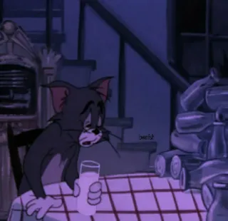🐱 Tom Cat Tom and Jerry Hoạt hình, Mèo, Buồn, Sữa, Uống, Tom và Jerry, Nhân vật telegram sticker